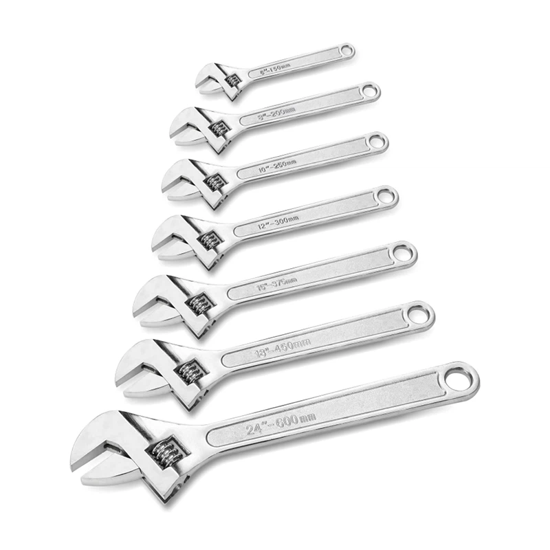 Fully-polished Galvanized Adjustable Wrench